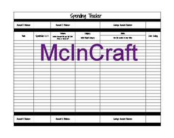 Spending Tracker Worksheet