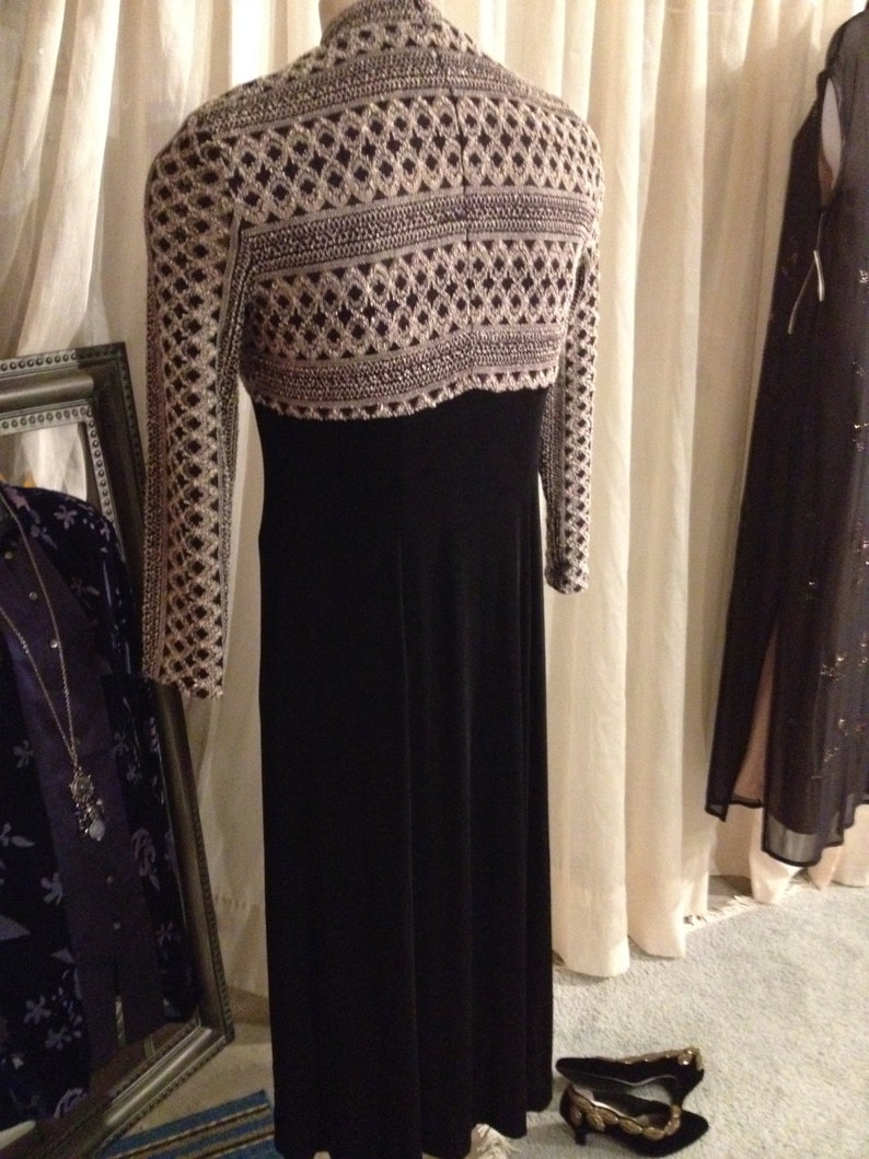 Dutchess Style Dress Long Black Evening Dress New Years EveVintage Size16 Free Shipping