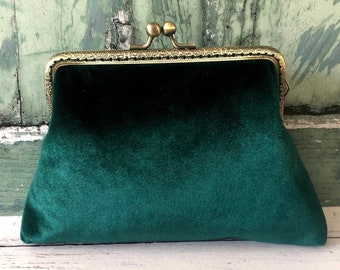 Smaragdgroen fluwelen 5,5 inch naaiframe vintage stijl clutch bag