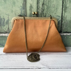 Kupfer Bronze Satin 8-Zoll-Bronze Spange Vintage Style Geldbörse Rahmen Clutch Bag