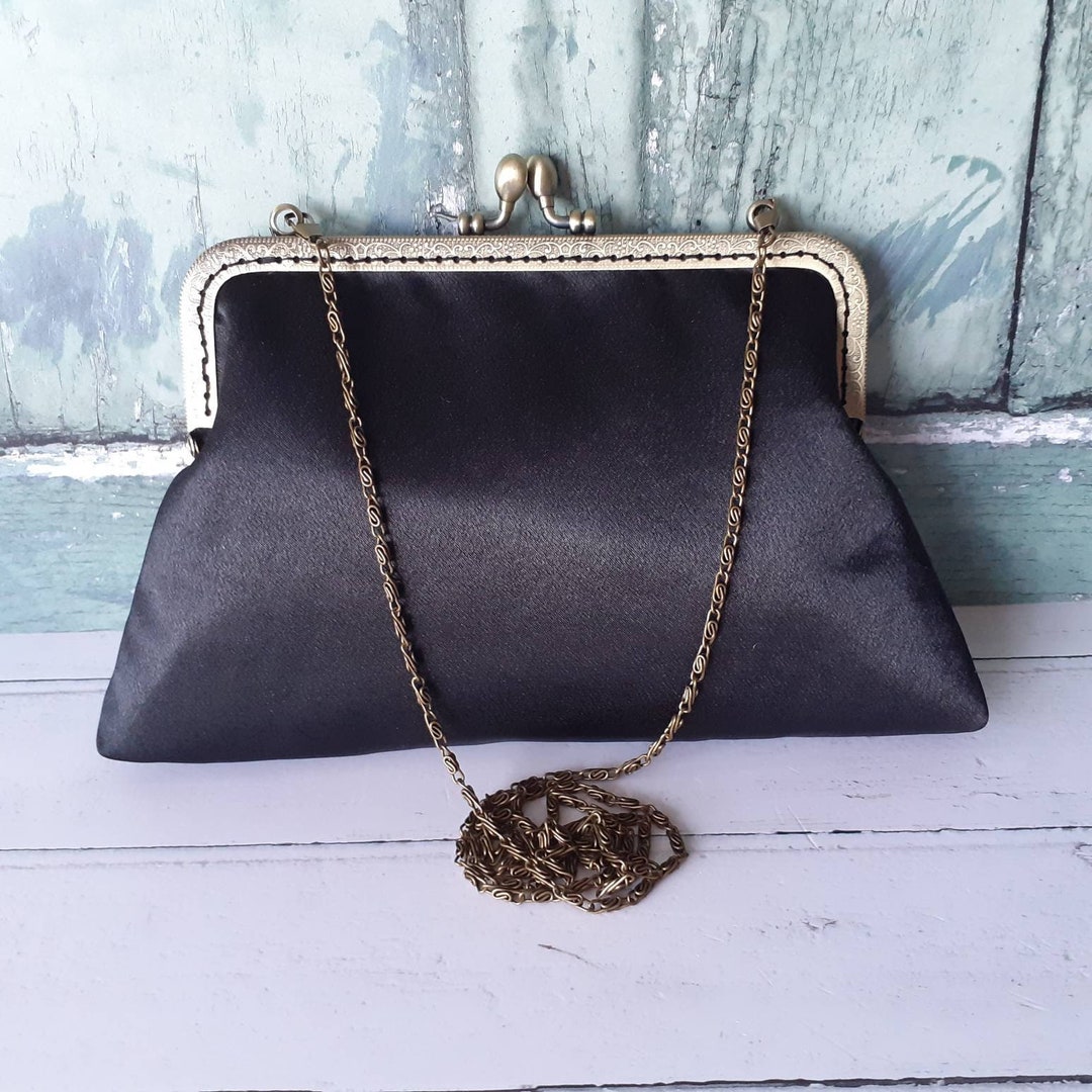 NORELL VINTAGE BLACK SEQUIN SILK Clutch Purse Evening Bag Handbag Pouchette  | eBay