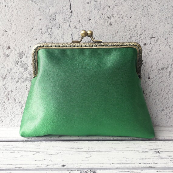 bright green clutch bag