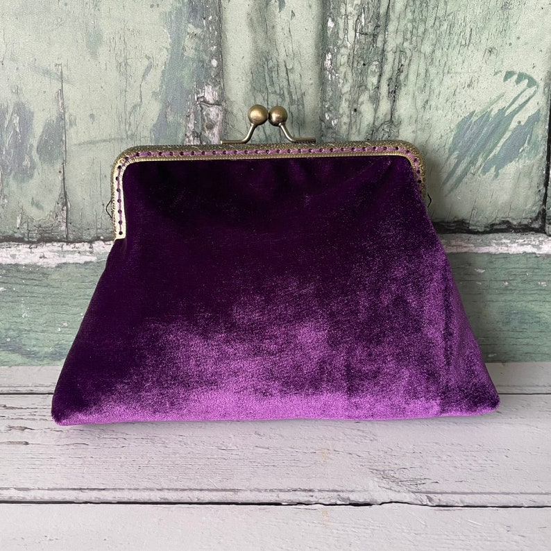 Purple Velvet 5.5 Inch Sew in Frame Vintage Style Clutch Bag - Etsy