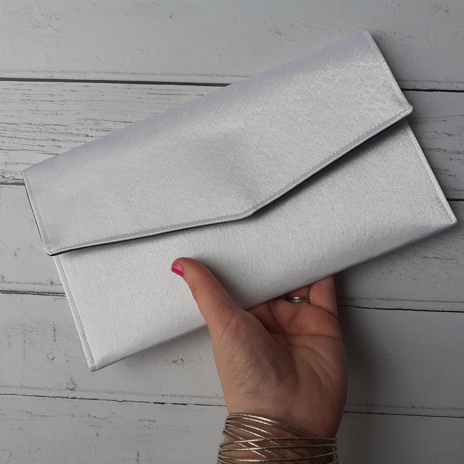 Handmade White Satin Foldover Envelope Clutch Bag | Etsy