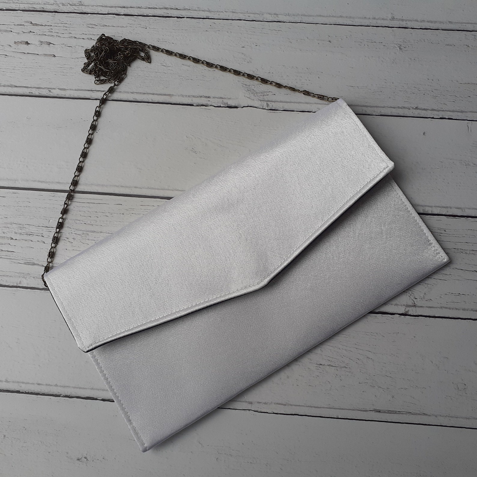 Handmade White Satin Foldover Envelope Clutch Bag | Etsy