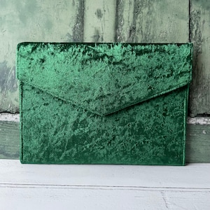 Juwel Grün Crushed Samt Slim Fold Over Umschlag Clutch Bag