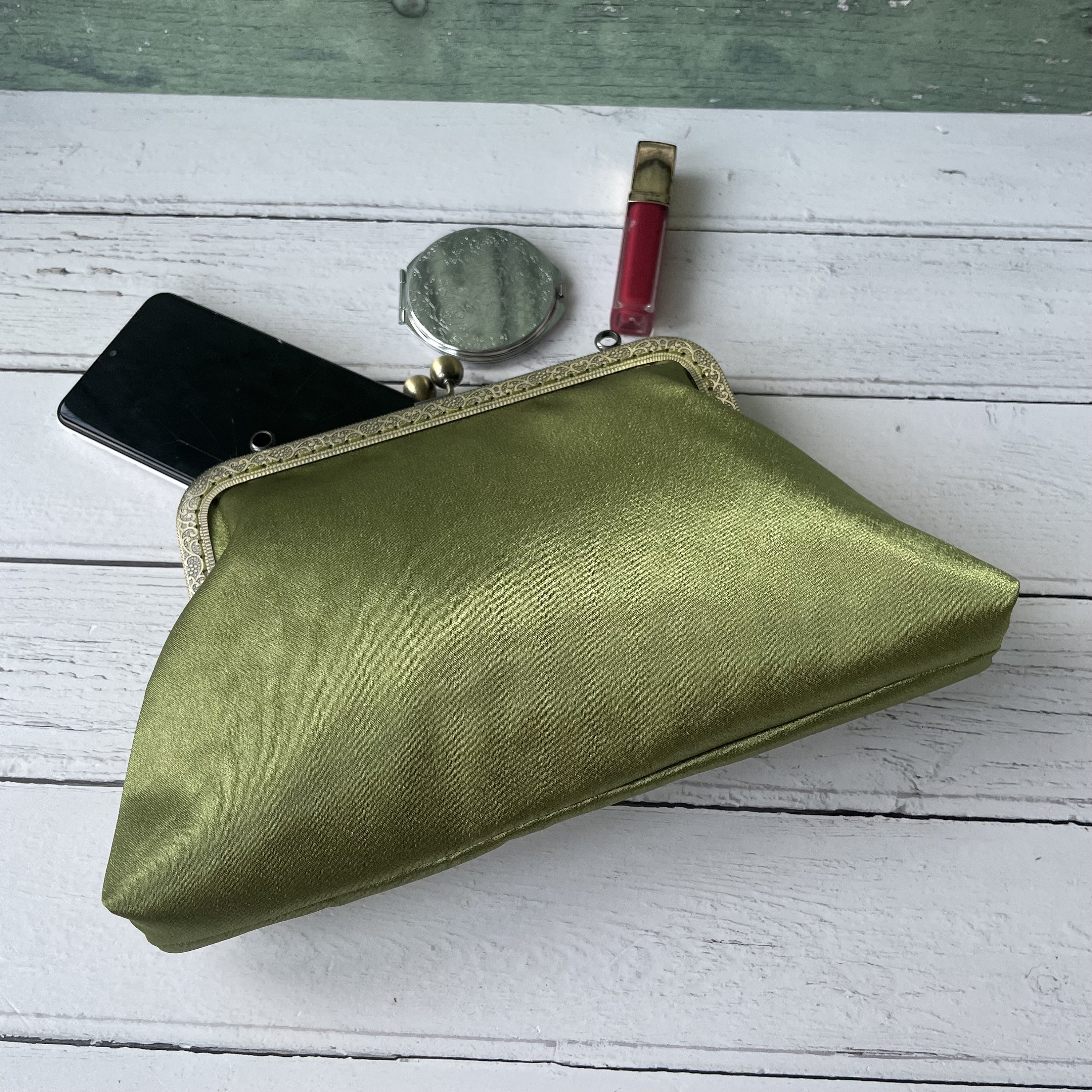 Monogrammed Leather Clutch Wristlet - Olive Green – Juliette Rose Designs