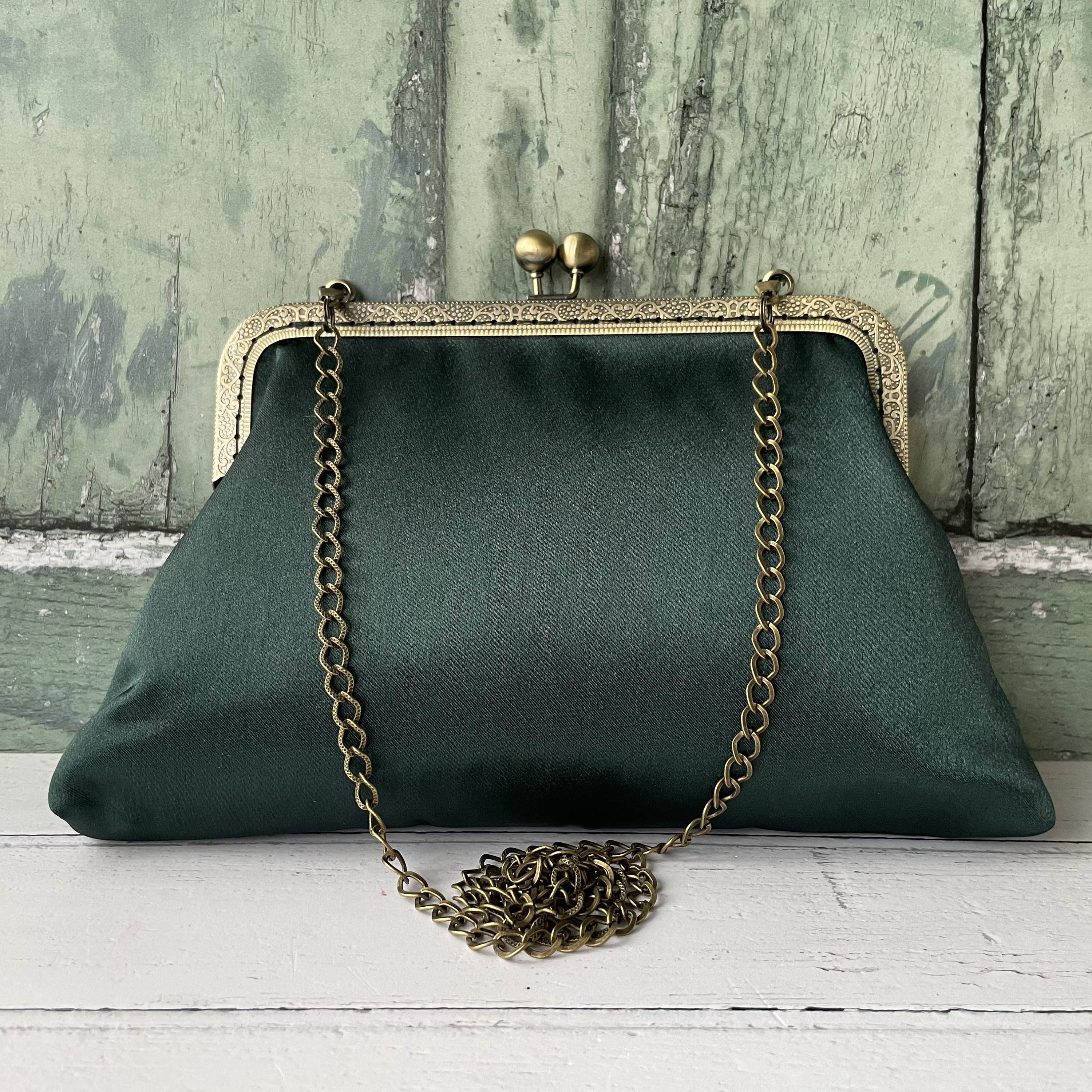 Green Shoulder Bag Ladies Handbag Faux Leather Dark Green Bag