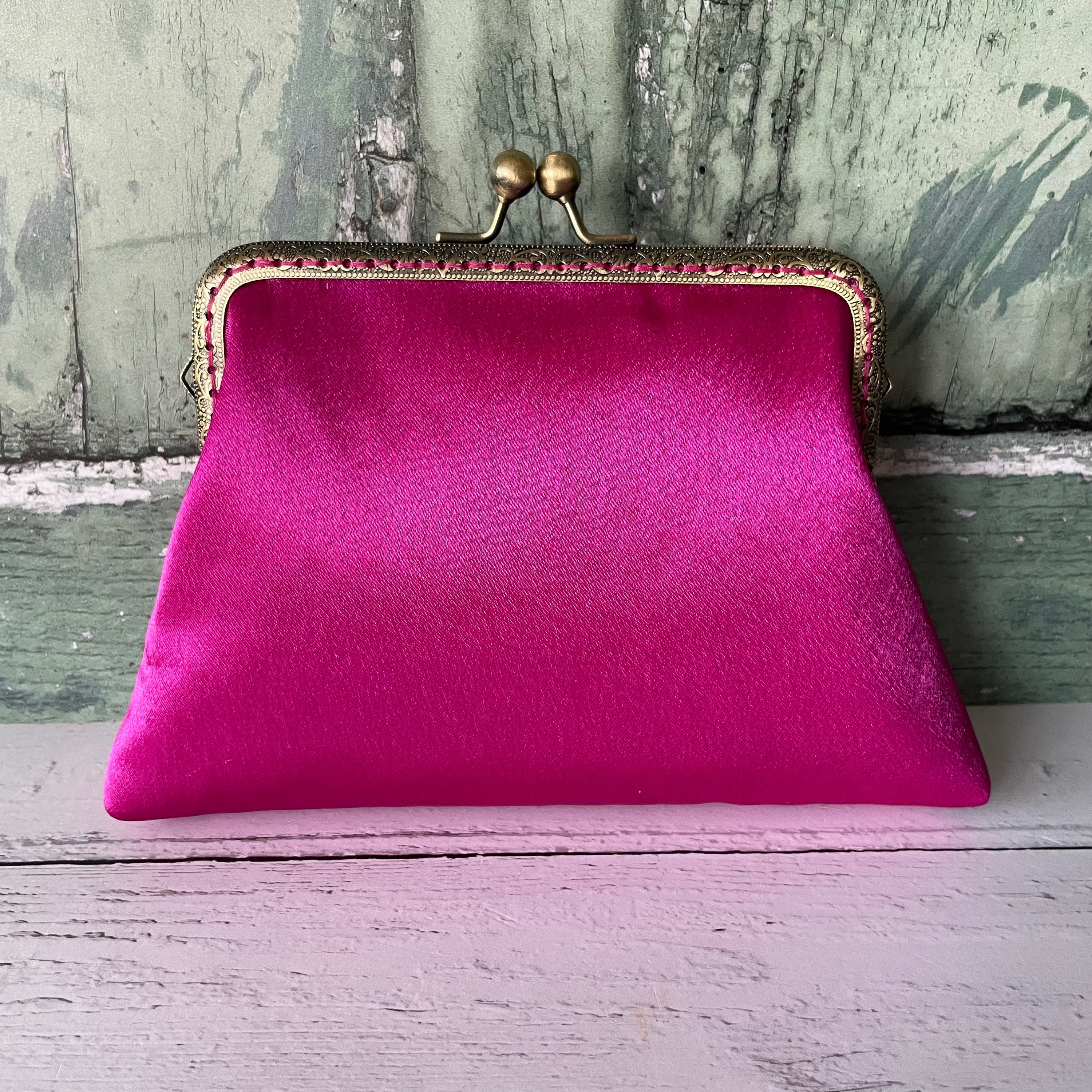 Balenciaga Monogram Nylon Calfskin Shift Clutch in Fuchsia