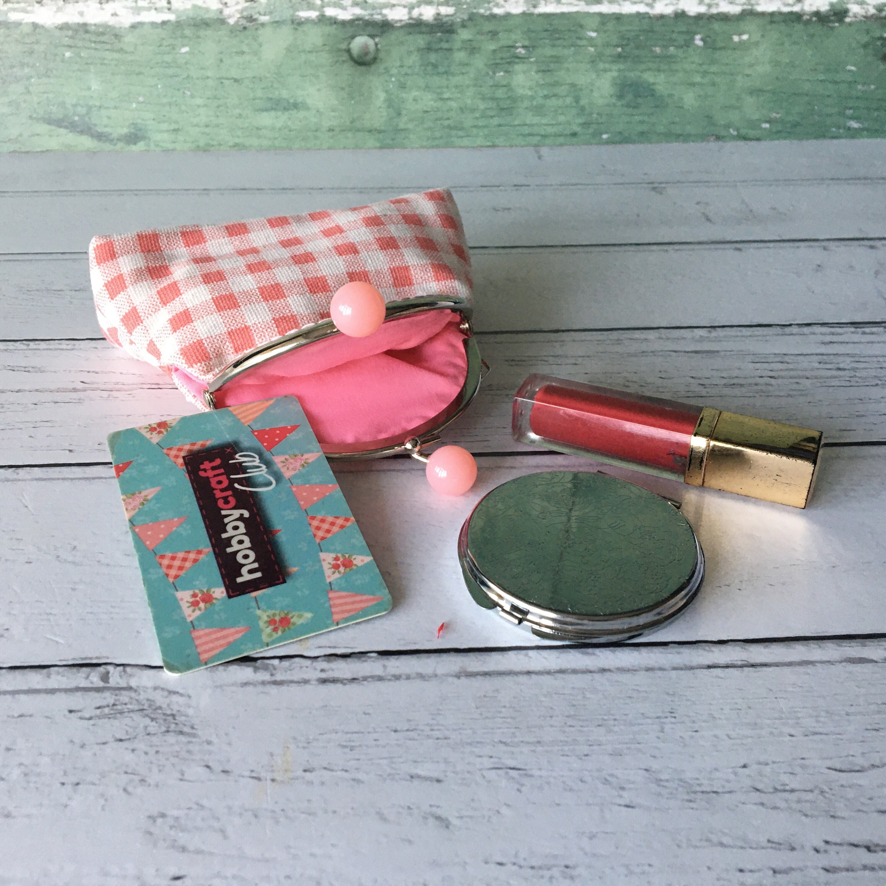 Pink and White Gingham Cotton Coin Clasp Frame Purse - Etsy