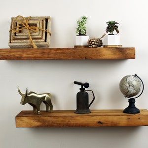 Floating Shelves Set of 2, Reclaimed Wood Wall Shelves, Handmade Barnwood Shelves, Matching Rustic Shelves 2”H x 6”D x 24"W