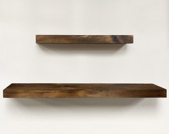 Floating Shelf, Reclaimed Wood Wall Shelf, Wooden Rustic Shelves, 8 Inch Depth, Rustic Living Room Shelving