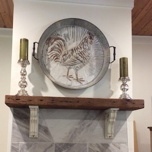 Reclaimed Wood Fireplace Mantel, Floating Solid Wood 3x10, With Mounting Hardware