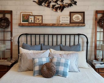 Reclaimed Wood Fireplace Mantel: Rustic Planed Floating Shelf with Hardware (3" Thick x 5" Deep)