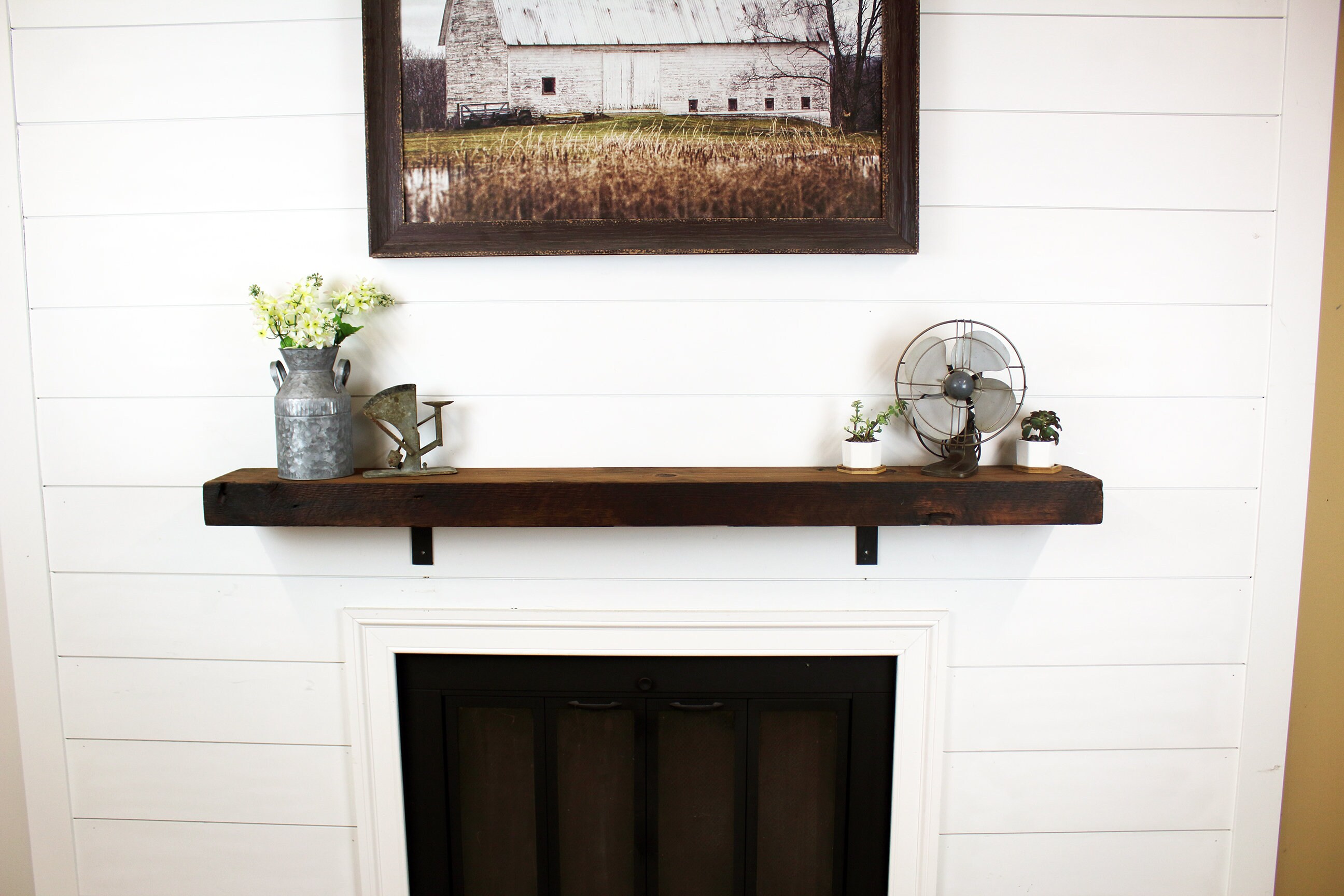 Estante flotante de chimenea rústica con plan de salto / | Etsy