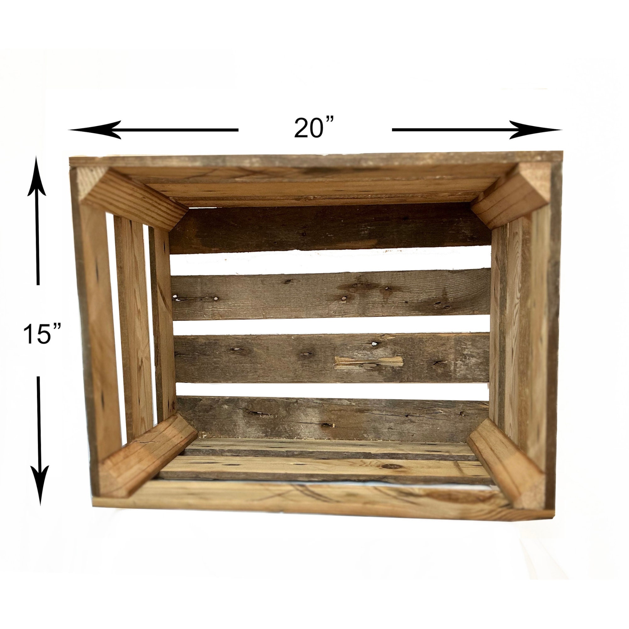 Reclaimed Barn Wood Crate: Rustic Farmhouse Storage Box (20x15x12.5 ...