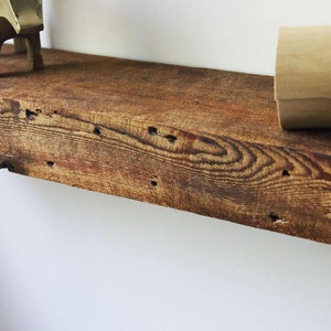 Floating Shelf, Reclaimed Wood Fireplace Mantel, Floating Wood Shelf, Rustic Reclaimed Wood Shelf, 3x5 image 2