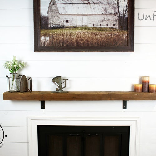 Reclaimed Wood Fireplace Mantel Floating Rustic Shelf Etsy
