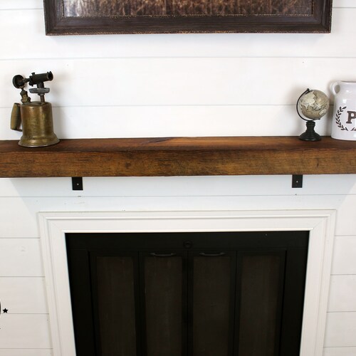 Reclaimed Wood Fireplace Mantel Rustic Floating Shelf Etsy