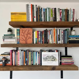 Reclaimed Wood Shelves,  2" x 10" Barnwood Wall Shelves with Hardware, Restaurant Shelving, Wooden Shelves With Brackets