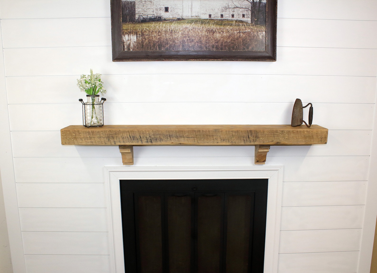 Reclaimed Wood Fireplace Floating Mantel Shelf 4x8 Etsy