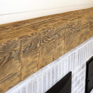 Fireplace Mantel, Authentic Hand Hewn Beam, Certified Reclaimed Wood Mantel With Heavy Duty Steel Hardware, Floating Fireplace Mantel