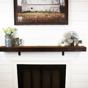 Fireplace Mantel, Reclaimed Wood Floating Shelf, Rustic Mantel Shelf, Authentic Skip Planed Shelf 3x8, Handmade Shelf With Hardware