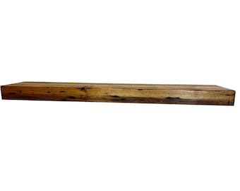 Fireplace Mantel Shelf, Planed Shelf For Fireplace, Reclaimed Wood Floating Shelf 3" x 7",  Handmade Rustic Shelf
