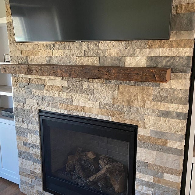 Rustic Fireplace Floating Mantel Shelf | Authentic, Reclaimed, Barnwo…