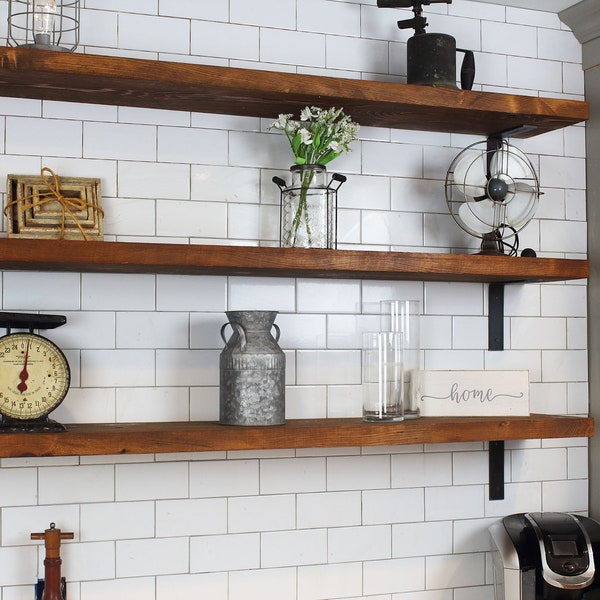 Reclaimed Wood Wall Shelves, Handcrafted Rustic Barnwood Shelf, Rustic Shelves With Mounting Hardware, Wood Shelving, 2x8