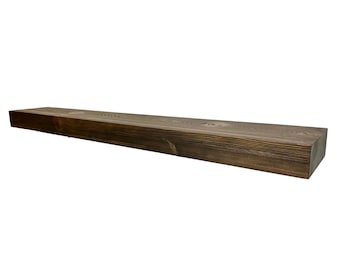 Reclaimed Wood Fireplace Mantel: Rustic Planed Floating Shelf With Hardware (3" Thick x 8" Deep)