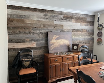 Weathered Grey Barnwood Paneling, Reclaimed Wood Accent Wall Planks, Authentic Farmhouse Wood Slats for Walls and Ceilings