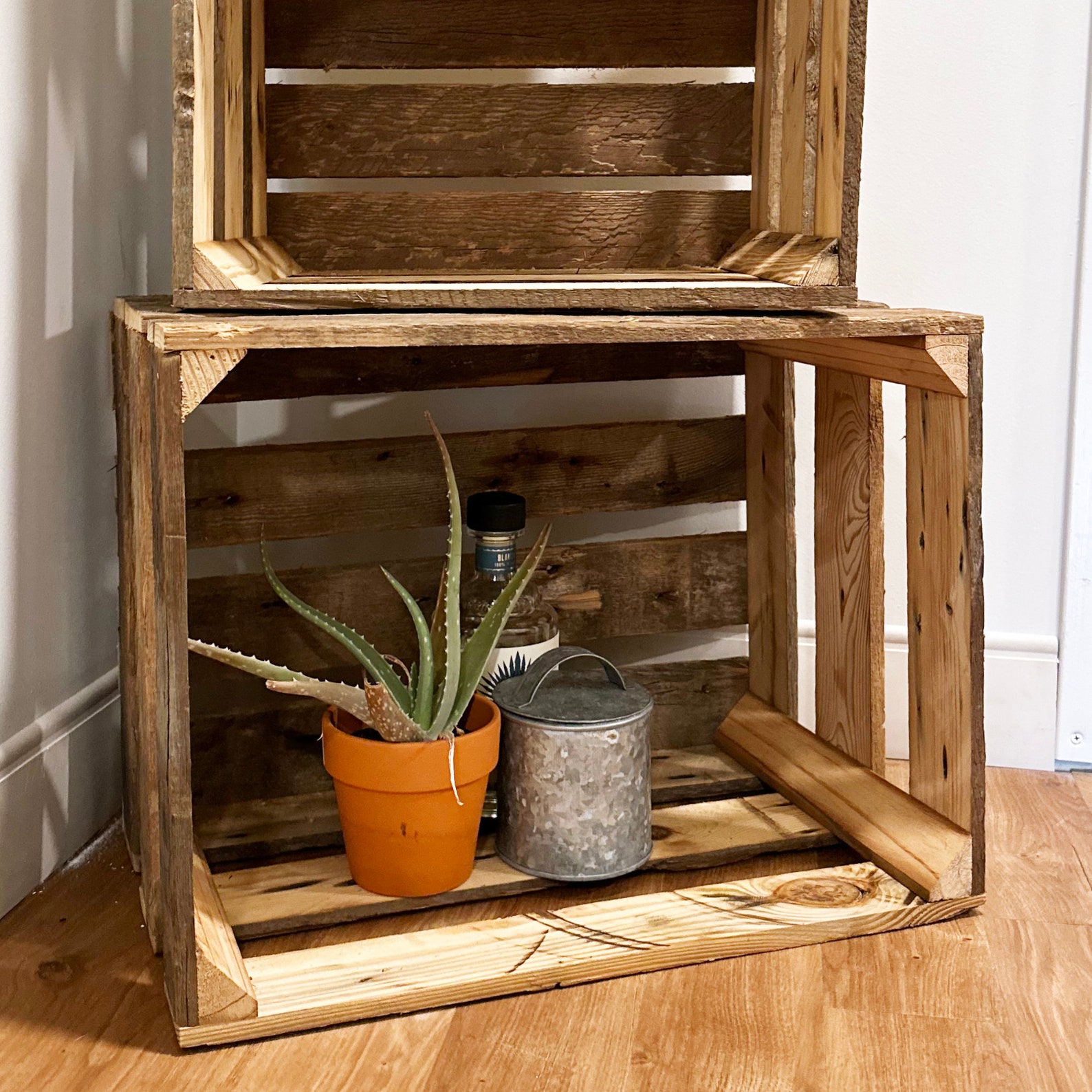 Rustic Wooden Crate Set of 3 Reclaimed Wood Storage Crates Etsy
