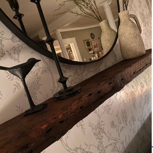 Fireplace Mantel, Reclaimed Wood Mantel Shelf, Floating Fireplace Shelf, Reclaimed Mantelpiece, Gift For Home, Rustic Fireplace Mantel 3x7