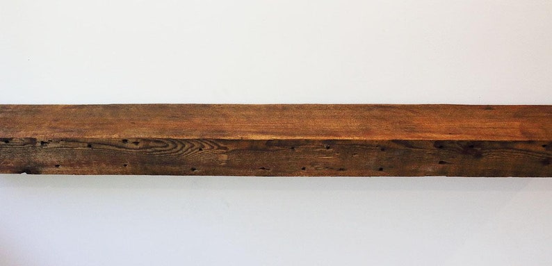 Floating Shelf, Reclaimed Wood Fireplace Mantel, Floating Wood Shelf, Rustic Reclaimed Wood Shelf, 3x5 image 4