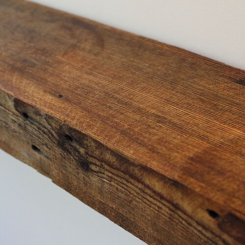 Reclaimed Wood Fireplace Mantel Floating Rustic Shelf Etsy