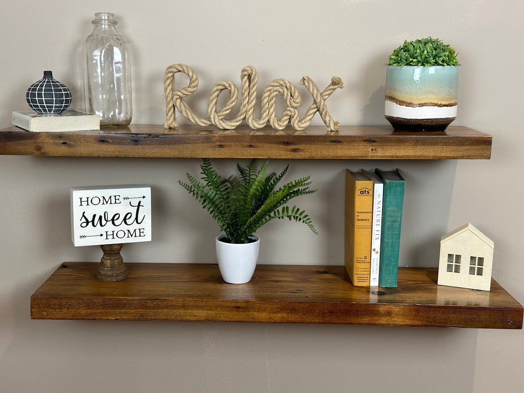 Reclaimed Wood Floating Wall Shelves Wooden Rustic Shelves Contemporary