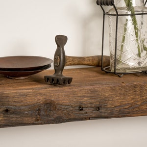 Floating Shelf, Reclaimed Wood Fireplace Mantel, Floating Wood Shelf, Rustic Reclaimed Wood Shelf, 3x5 image 1