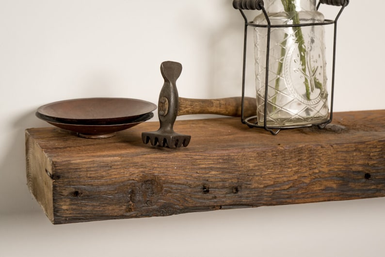 Floating Shelf, Reclaimed Wood Fireplace Mantel, Floating Wood Shelf, Rustic Reclaimed Wood Shelf, 3x5 image 1