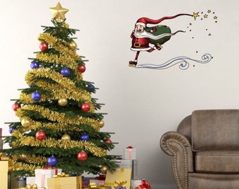 HOL003 He Knows When You Are Sleeping Santa Christmas Holiday Wall Decal Quote