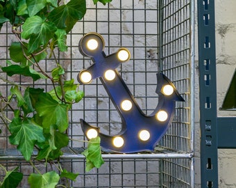 NAVY ANCHOR (Small) Metall Marquee Light - LED | Batteriebetrieben - Perfektes Nachtlicht, Nautisches Schild, Wohndekor, Geburtstagsgeschenk