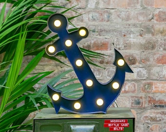 NAVY ANCHOR (Large) - Metal Marquee Light - LED | Battery Operated - Perfect Night Light, Nautical Sign, Home Decor, Birthday Gift