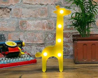 YELLOW GIRAFFE - Metal Marquee Light - LED - Battery Operated - Night Light, Nursery Decor, New Baby Gifts, Birthday Gifts,