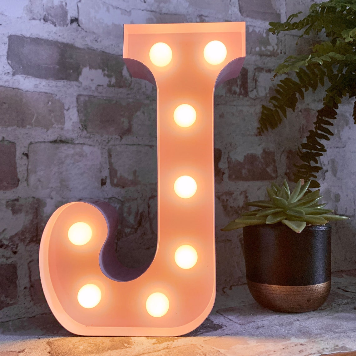 LETTER J Metal Carnival Style Marquee Light LED Light Up Etsy