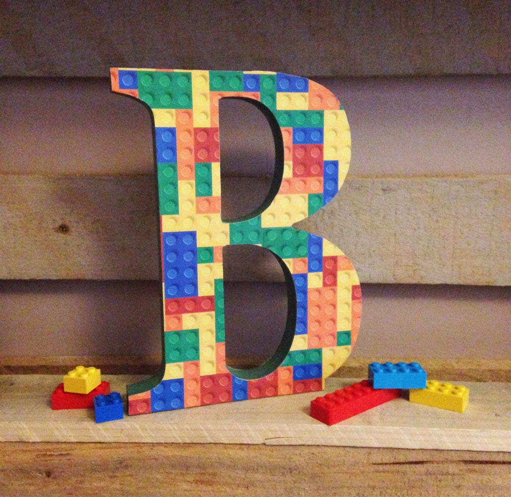 Freestanding Decorative Wooden Lego Themed Letters 20cm