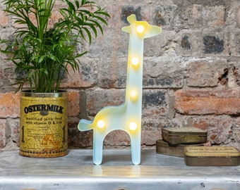 BLUE GIRAFFE - Metal Marquee Light - LED - Battery Operated - Night Light, Nursery Decor, New Baby Gifts, Birthday Gifts,