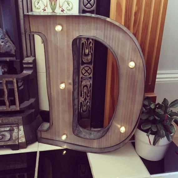 Rustic Barn Style Giant Wooden Led Light Up Letter Lights Etsy