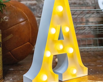 LETTER A - Metal Carnival Style Marquee Light, LED Light Up Letter - Battery Operated | Various Colours - Perfect Night Light | Gift Idea