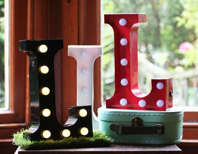 LETTER L - Metal Carnival Style Marquee Light, LED Light Up Letter - Battery Operated | Various Colours - Perfect Night Light | Gift Idea