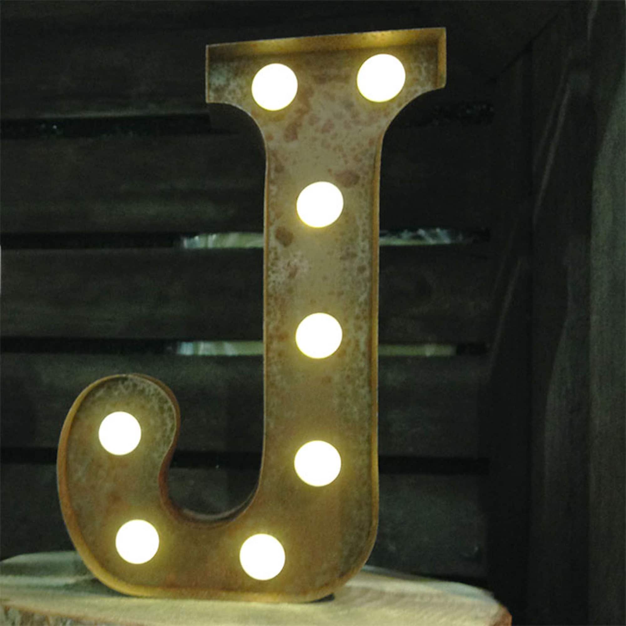 LETTER J - Metal Carnival Style Marquee Light, LED Light up Letter ...